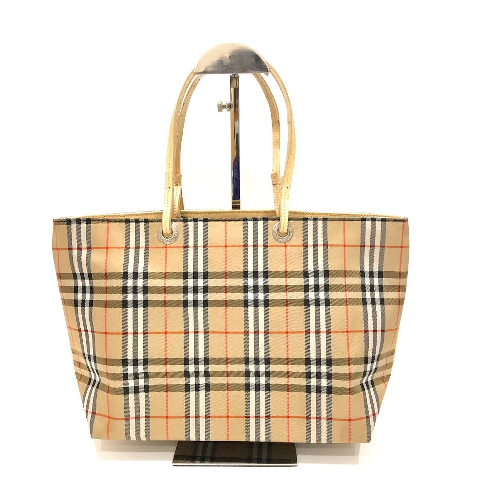 Burberry Beige and Black Checkered Tote Bag